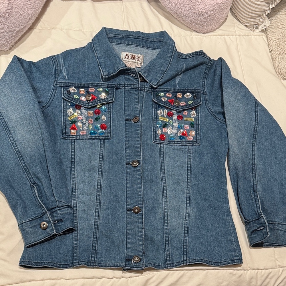 Ami Denim Jacket With Multicolor Embellishments - image 1